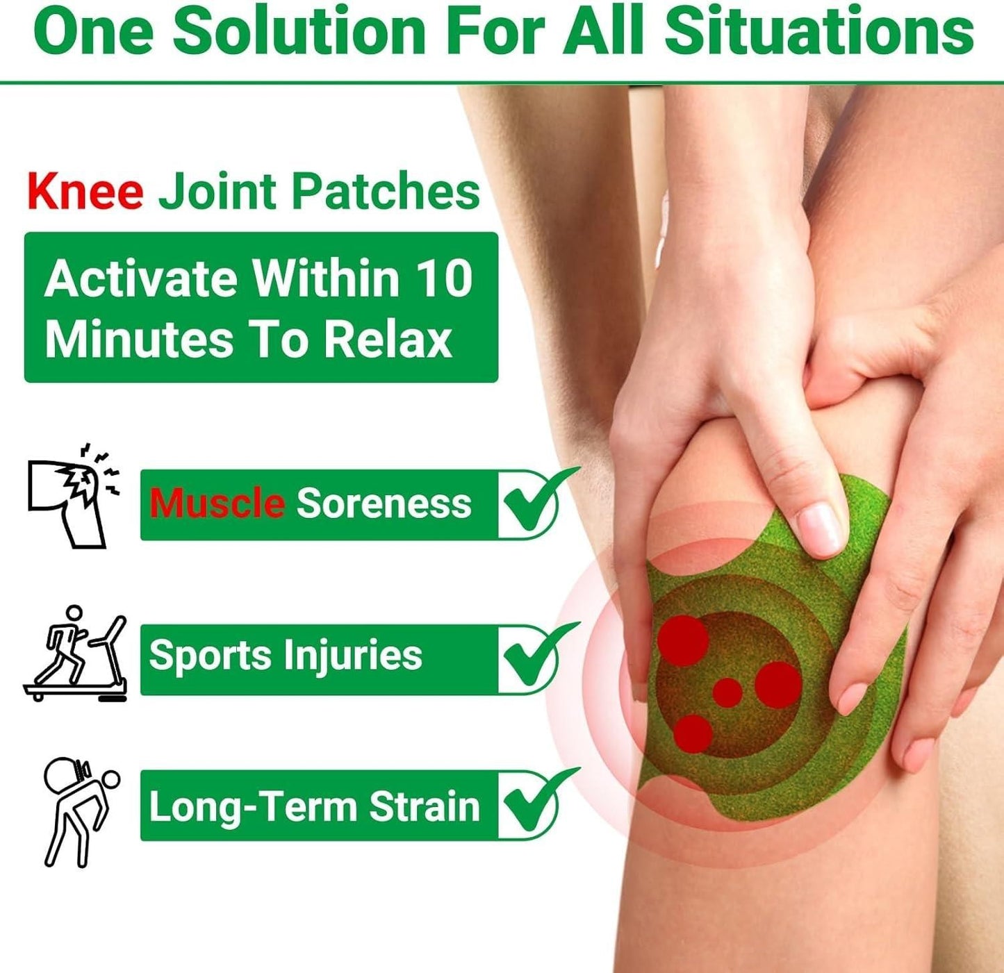 Knee Pain Relief Patches Wormwood Kit Quick Relief of Pains for Knee, Back, Neck, Shoulder, Waist (Pack of 10)