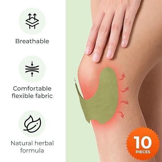 Knee Pain Relief Patches Wormwood Kit Quick Relief of Pains for Knee, Back, Neck, Shoulder, Waist (Pack of 10)